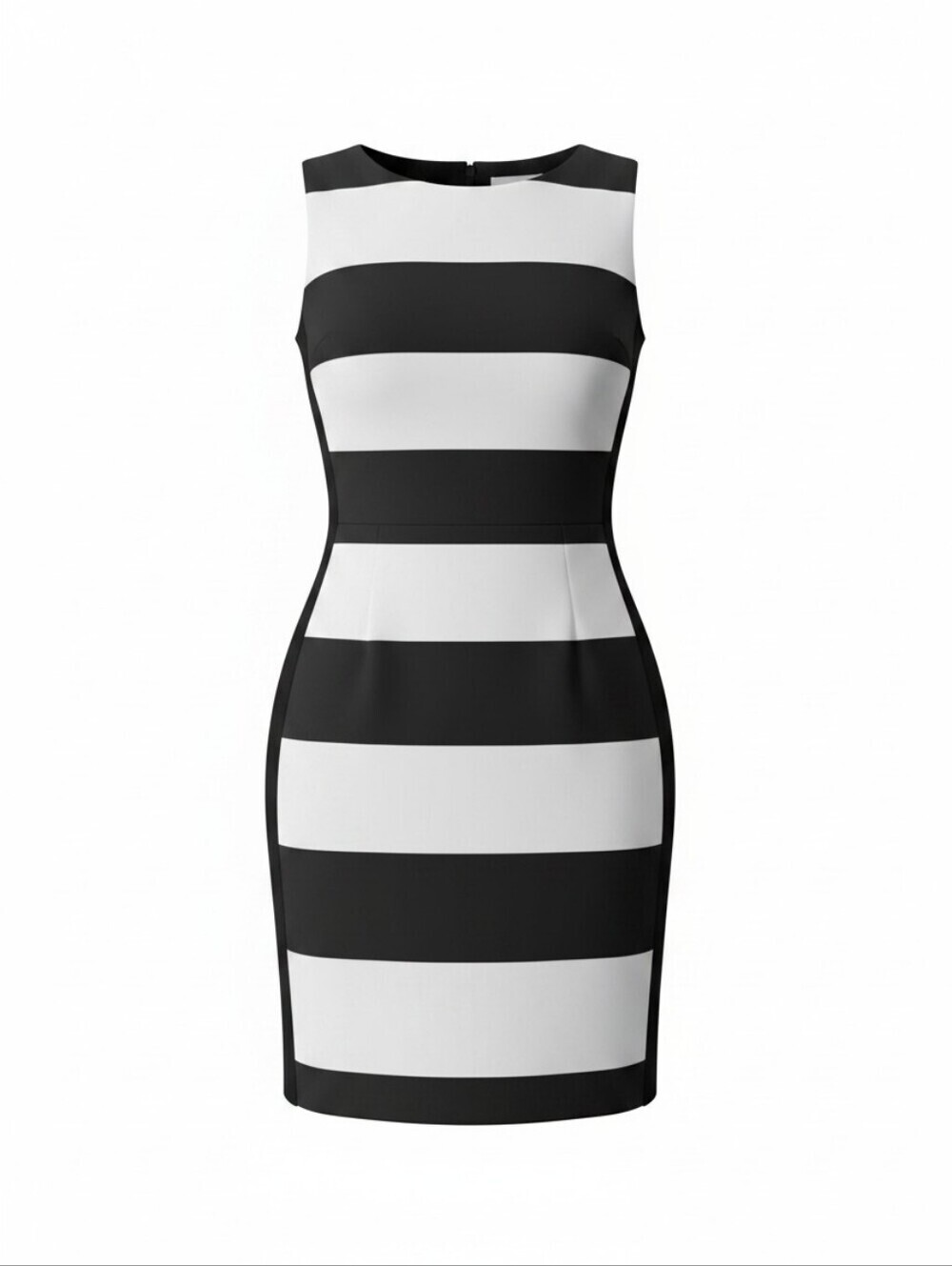 Calvin Klein Black and White Striped Sheath Mini Dress